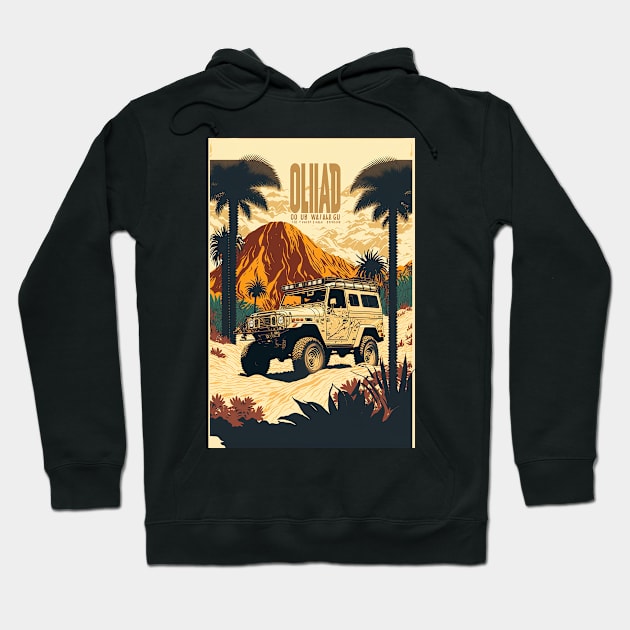 Brown Safari pick up truck in the wild w Hoodie by KoolArtDistrict